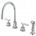 Kingston Brass KS872 Manhattan Double Handle Widespread Kitchen Faucet w/ Non-Metallic Sprayer