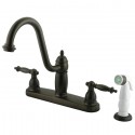 Kingston Brass KB7115TL TEMPLETON 8" Centerset Kitchen Faucet w/ White Sprayer Kingston Brass KB7115TL TEMPLETON 8" Centerset Kitchen Faucet w/ White Sprayer