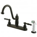 Kingston Brass KB7115TL TEMPLETON 8" Centerset Kitchen Faucet w/ White Sprayer