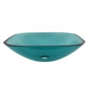 Kingston Brass EVSQFG4 Templeton Green Tempered Glass Vessel Bathroom Sink w/out Overflow Hole
