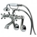 Kingston Brass KS269 Victorian 3-3/8"-8-1/2" Tub Mount Filler w/ Hand & Shower & 5-3/4" Adjustable Spread Elbows