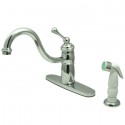 Kingston Brass KB157 Victorian Single Handle Kitchen Faucet w/ Non-Metallic Sprayer & BL lever handles