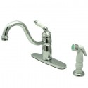 Kingston Brass KB157 Victorian Single Handle Kitchen Faucet w/ Non-Metallic Sprayer w/ PL lever handles