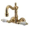 Kingston Brass CC107 Vintage 3-3/8" Wall Mount Clawfoot Tub Filler w/ H&C Porcelain Lever