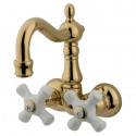 Kingston Brass CC10 Vintage 3-3/8" Wall Mount Clawfoot Tub Filler w/ Porcelain cross handles Kingston Brass CC10 Vintage 3-3/8" Wall Mount Clawfoot Tub Filler w/ Porcelain cross handles