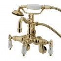 Kingston Brass CC130 Vintage 3-3/8" - 9" Adjustable Center Wall Mount Clawfoot Tub Filler w/ H&C Porcelain lever