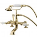 Kingston Brass CC20 Vintage 7" Deck Mount Clawfoot Tub Filler w/ porcelain lever