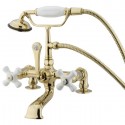 Kingston Brass CC21 Vintage 7" Deck Mount Clawfoot Tub Filler w/ porcelain cross Kingston Brass CC21 Vintage 7" Deck Mount Clawfoot Tub Filler w/ porcelain cross