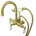 Kingston Brass CC301 Vintage 3-3/8" Wall Mount Clawfoot Tub Filler w/ Porcelain Lever