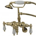 Kingston Brass CC42 Vintage Adjustable 3-3/8" - 10" Center Wall Mount Clawfoot Tub Filler w/ H&C Porcelain levers Kingston Brass CC42 Vintage Adjustable 3-3/8" - 10" Center Wall Mount Clawfoot Tub Filler w/ H&C Porcelain levers