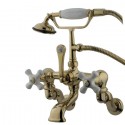 Kingston Brass CC46 Vintage Adjustable 3-3/8" - 10" Center Wall Mount Clawfoot Tub Filler w/ porcelain cross