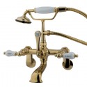 Kingston Brass CC53T Vintage Wall Mount Clawfoot Tub Filler w/ Hand & Shower w/ metal cross handle Kingston Brass CC53T Vintage Wall Mount Clawfoot Tub Filler w/ Hand & Shower w/ metal cross handle