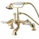 Kingston Brass CC65 Vintage Deck Mount Clawfoot Tub Filler w/ Porcelain lever