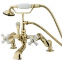 Kingston Brass CC6 Vintage Deck Mount Clawfoot Tub Filler w/ porcelain cross