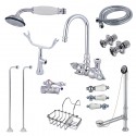 Kingston Brass CCK10T1SS-SB Vintage Wall Mount Gooseneck Clawfoot Tub Filler w/ Shower Mixer Kit in Polished Chrome Kingston Brass CCK10T1SS-SB Vintage Wall Mount Gooseneck Clawfoot Tub Filler w/ Shower Mixer Kit in Polished Chrome