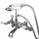 Kingston Brass CC460T1 Vintage Adjustable 3-3/8" - 10" Center Wall Mount Clawfoot Tub Filler with Hand Shower