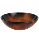 Fauceture EVSPFH4 Copper Sun 16-1/2" Diameter Round Glass Sink, Copper Amber