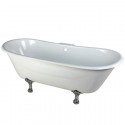 Kingston Brass VCT7D6728NH 67" Cast Iron Double Slipper Clawfoot Bathtub w/ Chrome Feet & 7" Centers Faucet Drillings