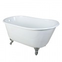 Kingston Brass VCTND5328NT 53" Cast Iron Slipper Clawfoot Bathtub w/ Feet w/out Faucet Drillings