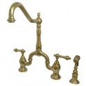 Kingston Brass KS775 English Country 8in. Center Deckmount Bridge Kitchen Faucet w/ Brass Side Sprayer Kingston Brass KS775 English Country 8in. Center Deckmount Bridge Kitchen Faucet w/ Brass Side Sprayer
