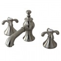 Kingston Brass KS7068TX English Country Widespread Lavatory Faucet w/ Brass English Country Pop-up Drain, Satin Nickel