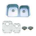 Kingston Brass KZGKUD3221 Gourmetier Undermount Double Bowl Kitchen Sink Combo w/ Strainer & Grid