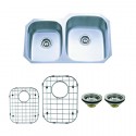 Kingston Brass KZGKUD3221RH Gourmetier Undermount Double Bowl Kitchen Sink Combo w/ Strainer & Grid Kingston Brass KZGKUD3221RH Gourmetier Undermount Double Bowl Kitchen Sink Combo w/ Strainer & Grid