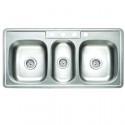 Kingston Brass GKT5021969TBN Gourmetier Studio Self-Rimming Triple Bowl Kitchen Sink, Satin Nickel