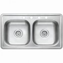 Kingston Brass GKTD33197 Gourmetier Studio Self-Rimming Double Bowl Kitchen Sink, Satin Nickel Kingston Brass GKTD33197 Gourmetier Studio Self-Rimming Double Bowl Kitchen Sink, Satin Nickel