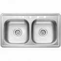 Kingston Brass GKTD33197 Gourmetier Studio Self-Rimming Double Bowl Kitchen Sink, Satin Nickel