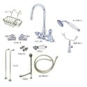 Kingston Brass CCK12T1SS-SB Vintage Wall Mount Gooseneck Clawfoot Tub Filler w/ Shower Mixer Kit in Polished Chrome