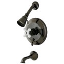 Kingston Brass NB36300PX Water Onyx Pressure Balanced Tub & Shower Faucet w/ Porcelain Cross Handle & Vintage Spout