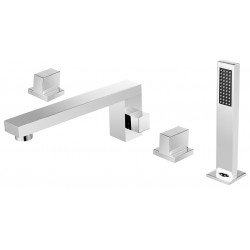 Dyconn BTF51-CHR Signature Series Catalan 4 Hole Roman Tub Filler Deck Mount with Matching Hand Shower For Tub & Jacuzzi