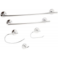 Dyconn Faucet BA5SET-CHR Bathroom Accessories Hardware Set with Towel Bar, Ring, Toilet Paper and Hook, Polished Chrome, 5-Piece