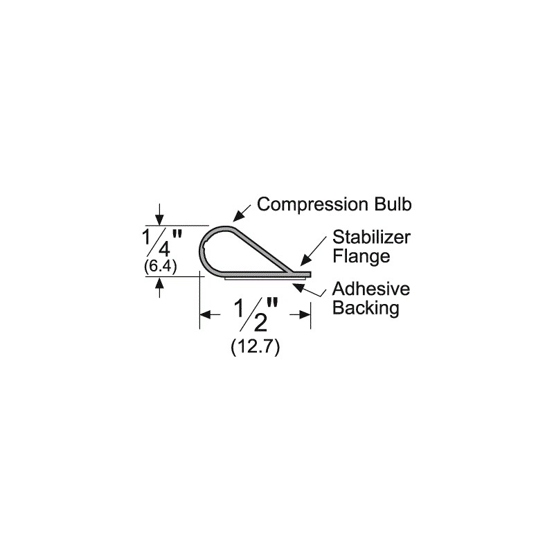 Pemko S88 Bulb Seal, 1/4