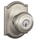 Schlage GEO F80 GEO 608 CAM MK CAM Georgian Door Knob with Camelot Decorative Rose