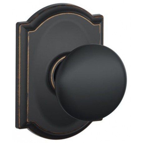 Schlage PLY F10 PLY 605 CAM CAM Plymouth Door Knob with Camelot Decorative Rose