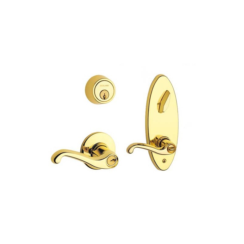 Schlage S200 Series, Interconnected Lock, Single Cylinder in Bright Brass  Finish