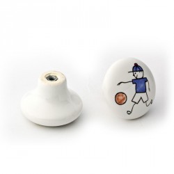 Capitol Cabinet Hardware Ceramic Cabinet Knob Pull with Painted Playing Boy