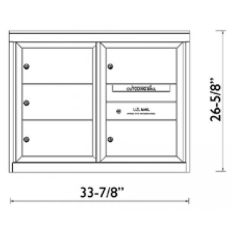 2B Global ADA48-DD5- Antique Brass Commercial Mailbox 5 Double Height Tenant Door -ADA48 Series DD5