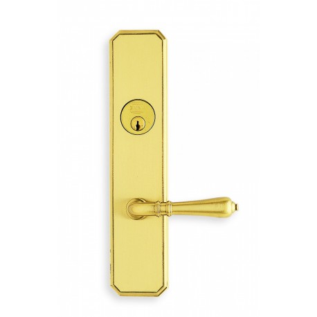 Omnia 11752J0025L150 Exterior Traditional Mortise Entrance Lever Lockset with Plate - Solid Brass