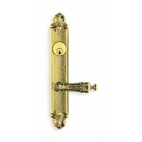 Omnia 60231BAC20R10 Ornate Narrow Backset Lever Lockset - Solid Brass