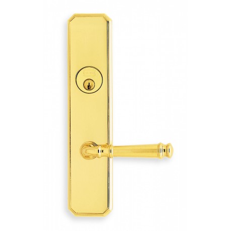 Omnia 11904F00R150 Exterior Traditional Mortise Entrance Lever Lockset with Plate - Solid Brass