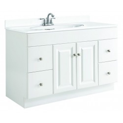 Design House 597278 Wyndham 48x21 White 2 Door & 4 Drawer Vanity Caninet, Unassembled