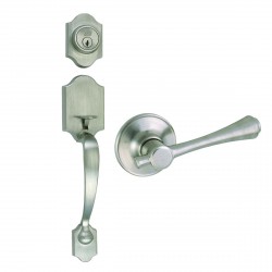 Design House 755462 Sussex Entry Handleset with Ironwood Inside Trim 2-Way Latch