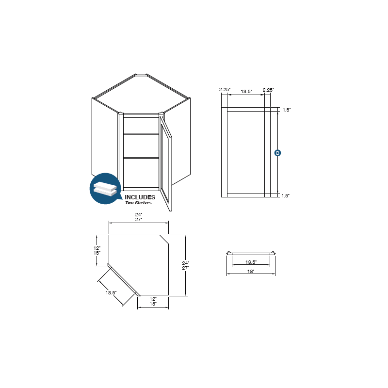 KCD Brooklyn Corner Wall Cabinet
