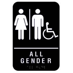 Cal Royal AGH-69 All Gender Restroom Signs with Men, Women, and Handicap Logo (ADA) with Braille