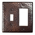 Copper Factory CF125 Solid Hammered Copper Single Switch and GFCI Combination Plate 4 7/8" x 4 7/8"