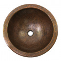 Copper Factory CF150 Solid Hand Hammered Copper Large Round Undermount Lavatory Sink 17 Diameter x 7 H, Drain Size 1 5/8"