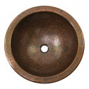 Copper Factory CF151 Solid Hand Hammered Copper Large Round Self Rimming Lavatory Sink 17 Diameter x 7 H, Drain Size 1 5/8"